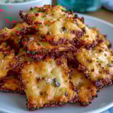 Tangy sourdough Cheez-Its crackers baked to golden perfection, topped with savory everything seasoning for a bold, cheesy snack.  