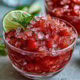 A refreshing glass of light strawberry daiquiri slushies, blended with fresh strawberries and lime, perfect for a hot summer day.