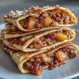 Fluffy Peach Cobbler Pancake Tacos filled with cinnamon peaches, perfect for brunch delight.
