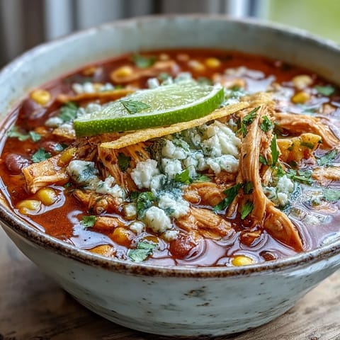 Steaming bowls of Chicken Tortilla Soup topped with crispy tortilla strips, cotija cheese, and fresh cilantro.
