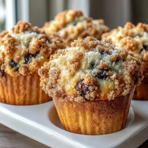 Golden Lemon Blueberry Sourdough Crumb Muffins with juicy berries, bright citrus zest, and buttery crumb topping in a rustic bakery-style presentation.