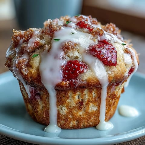 Strawberry Muffins Lemon Glaze