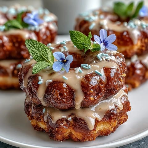 A whimsical mini donut tower decorated with edible flowers, perfect for baby showers or spring celebrations.
