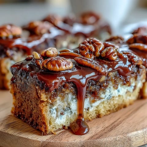 Kentucky Derby Pecan Pie Bars with Bourbon Glaze, a buttery shortbread base topped with rich pecan filling and drizzled with bourbon glaze, perfect for Southern gatherings.