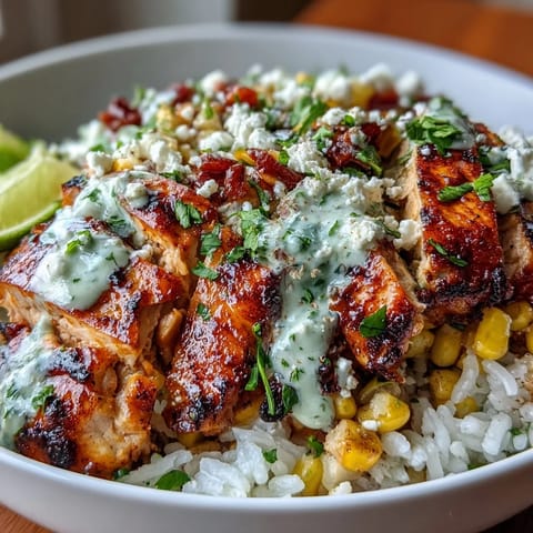 Street Corn Chicken Rice Bowls bursting with vibrant colors and zesty flavors.