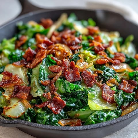 Tender Fried Cabbage with Bacon and Onions, a Southern comfort food.