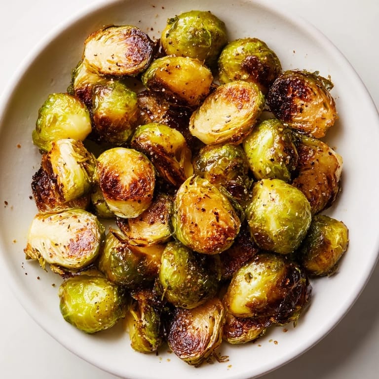 Crispy roasted Brussels sprouts, cooked until tender, seasoned perfectly for a healthy meal.
