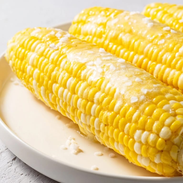 Steaming hot corn on the cob, a grilled beauty ready to be slathered in butter, a summer delight.
