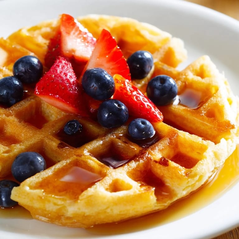 Stack of fresh, golden brown waffles, a delicious recipe for a classic American weekend brunch.