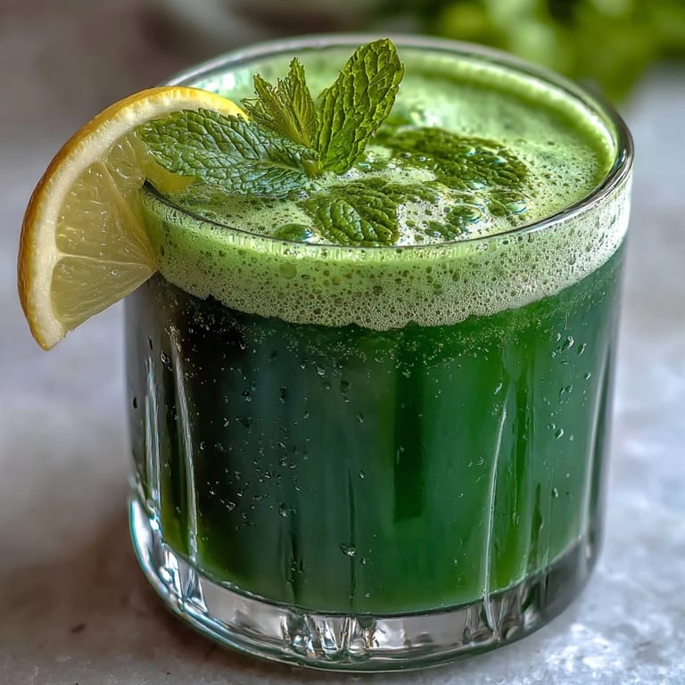 This nourishing morning reset drink features crisp celery, spicy ginger, and tangy lemon, blended until smooth and refreshing.  