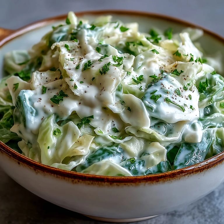 Spoon-ready Creamed Cabbage with onions, creamy sauce, and parsley, perfect for vegetarian dinners alongside crusty bread or roasted vegetables.