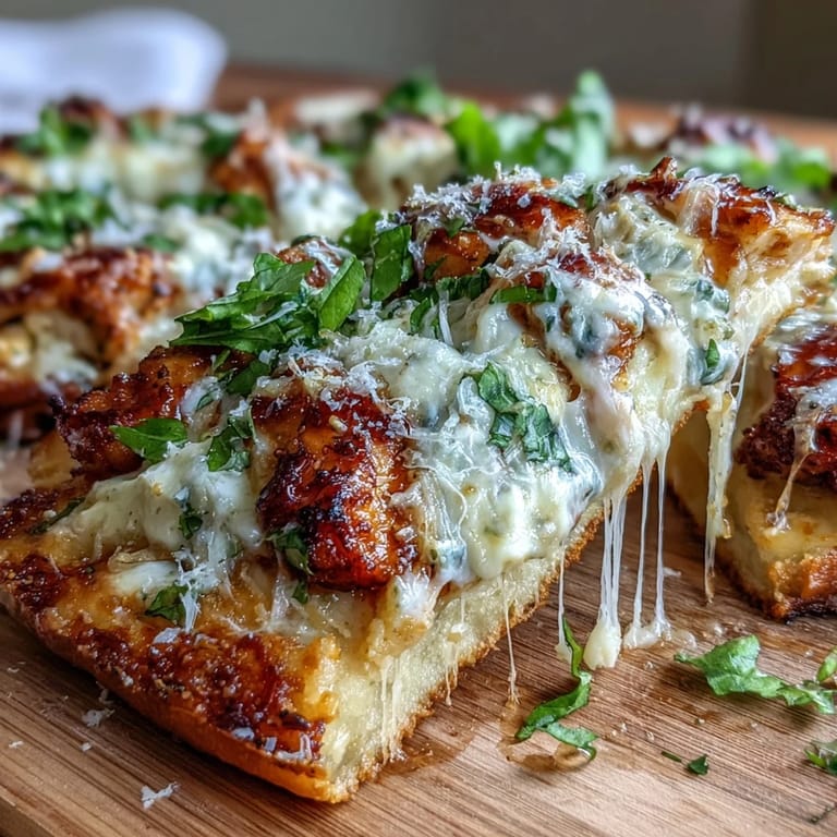 Golden, bubbling Garlic Naan Chicken Caesar Pizzas loaded with Caesar chicken, mozzarella, and fresh romaine, ready to slice and serve.