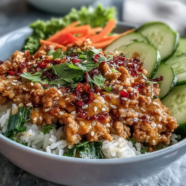 A close-up of vibrant Spicy Bang Bang Turkey Rice Bowls garnished with lime wedges and fresh cilantro.