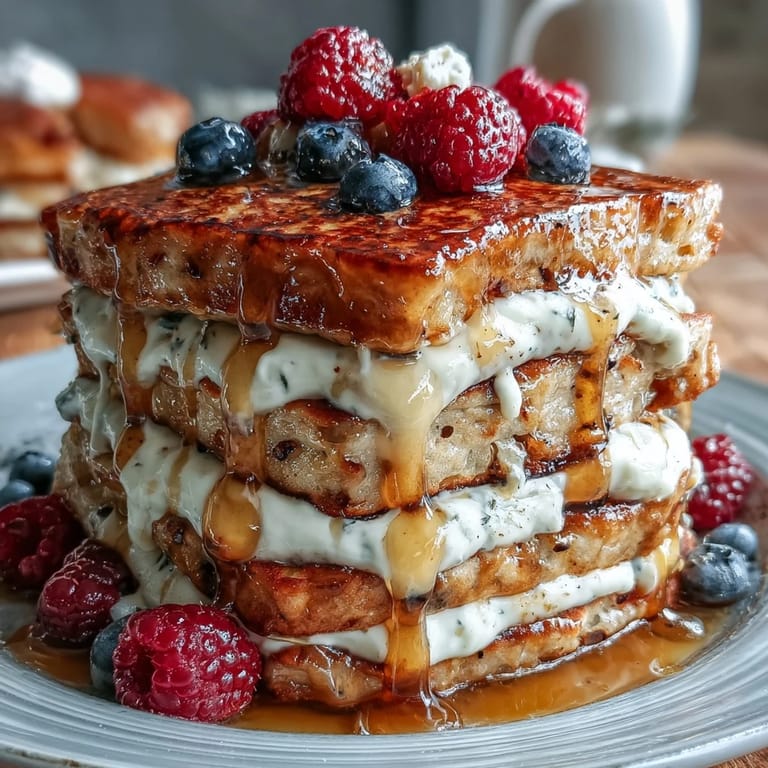 Golden pancakes bursting with juicy berries, served with creamy Greek yogurt for a protein-rich start.  