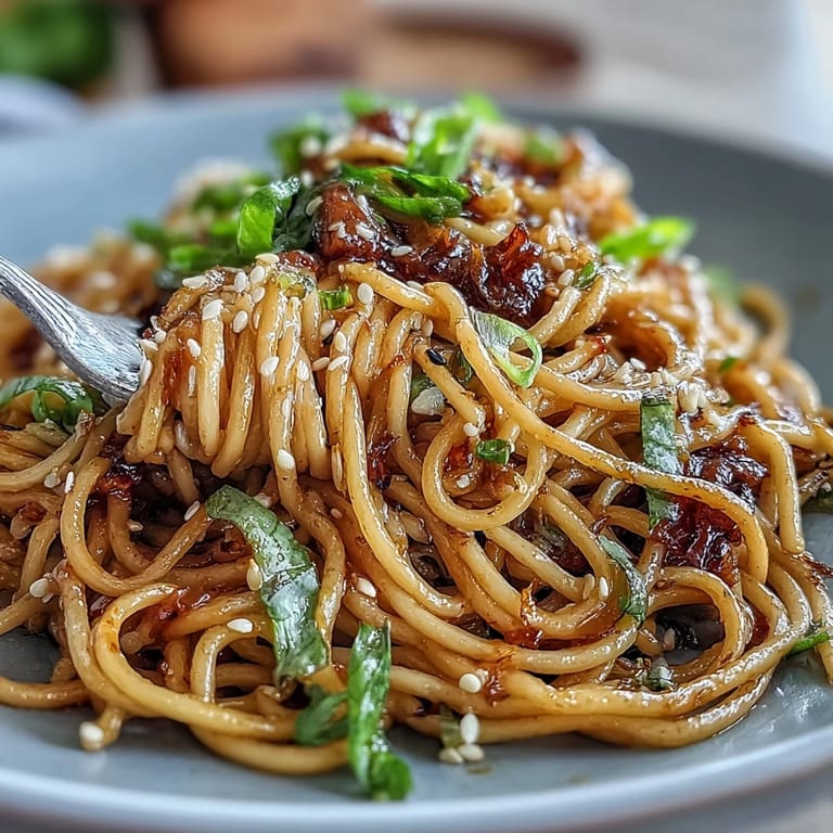 Aromatic Asian Ginger Scallion Noodles with Soy Glaze, featuring tender noodles, fragrant ginger, scallions, and a glossy soy glaze—perfect for a quick vegetarian dinner.