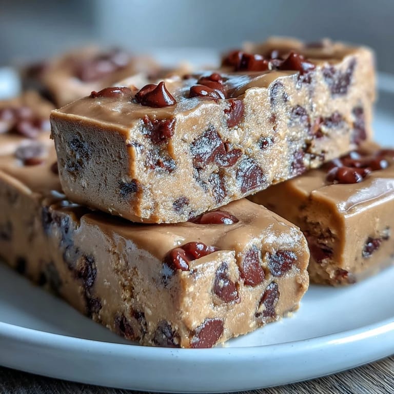 No-bake protein bars that taste like classic cookie dough, featuring almond flour and vanilla protein powder for a nutritious snack.
