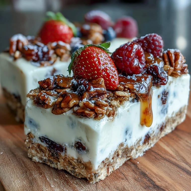 Fresh Berries and Yogurt Parfait Bar with Crunchy Granola and Honey Drizzle