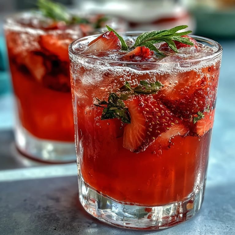 Refreshing spring cocktail-inspired punch in a clear pitcher, garnished with lemon, lime, and strawberry slices for a lively presentation.