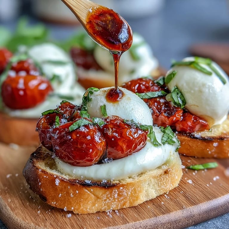 Strawberry Caprese Skewers with Balsamic Drizzle: Vibrant appetizer featuring ripe strawberries, soft mozzarella, and fresh basil, topped with a glossy balsamic drizzle.