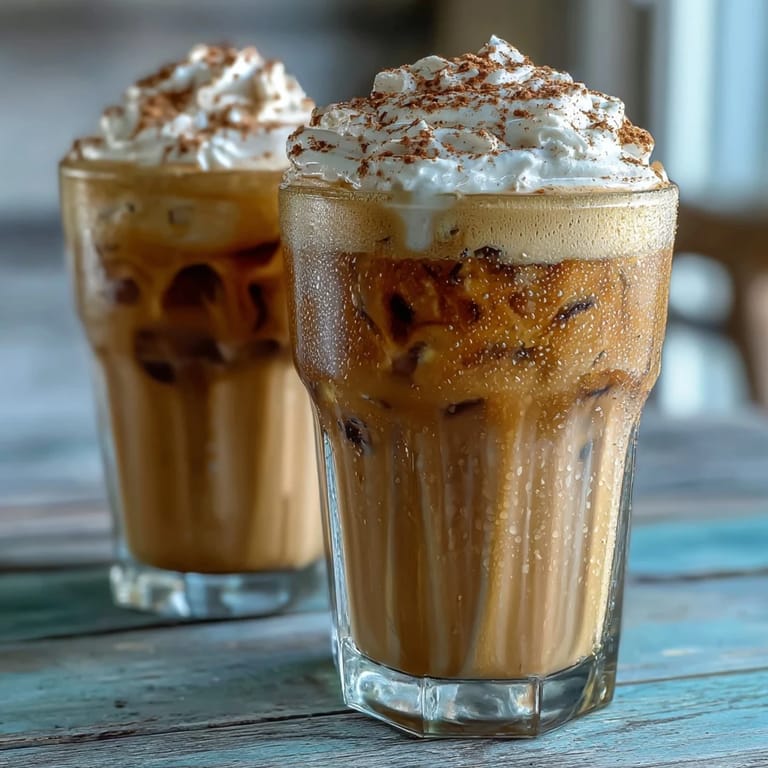 Autumn-inspired pumpkin pie cold foam chai, perfect for cozy sipping.
