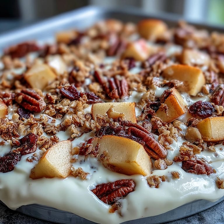 Frozen apple cinnamon yogurt breakfast bark, a refreshing, customizable, easy morning delight.