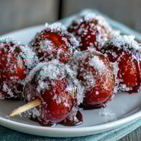 Frozen grape skewers coated in zesty lime sugar, perfect for a refreshing summer treat.
