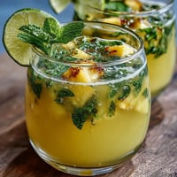 Refreshing Pineapple Coconut Agua Fresca with lime, ready to serve.